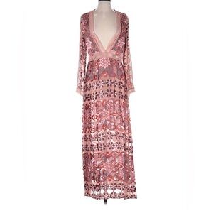 For Love & Lemons Juliet Pink Floral Long Sleeve Maxi Dress